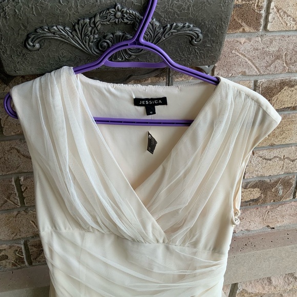 Vintage 90’S JESSICA Tule Cream Off White Midi Dress Womens Size 12 BRAND NEW - Picture 8 of 16